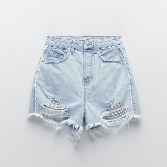 Zara Shorts Nwt Zara Distressed High Waisted Jean Shorts Size